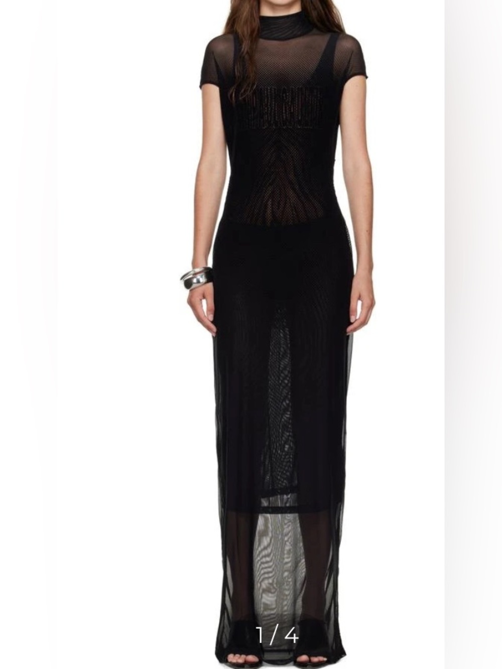 Jean Paul gaultier Off-White Sleeveless Flock Maxi Dress